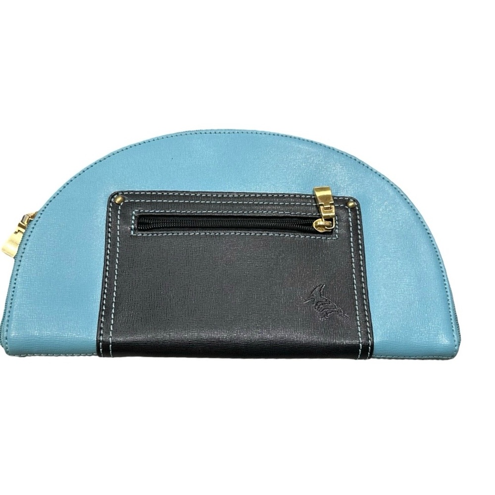 One odd bird Elegant Leather Blue and Black Clutch Purse